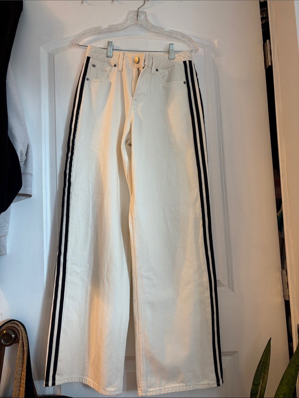 NWT Adidas Women's Firebird Track Pants Denim White Jeans Cloud White 26x32